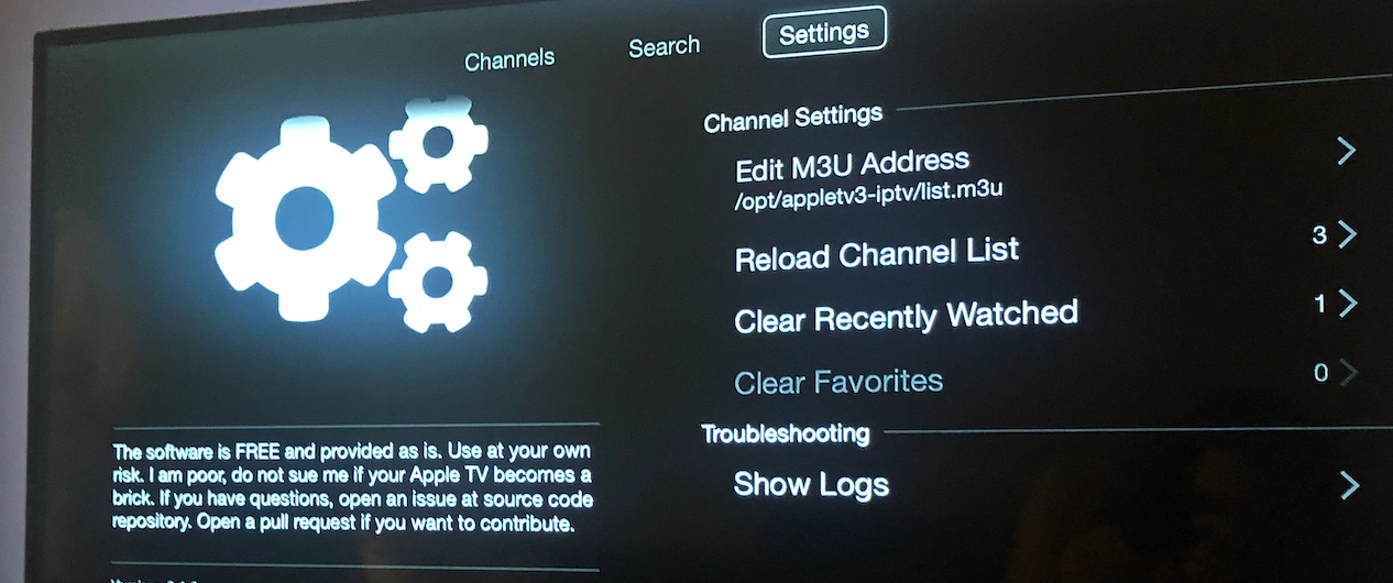 Add M3U playlist Apple TV — add playlist screen