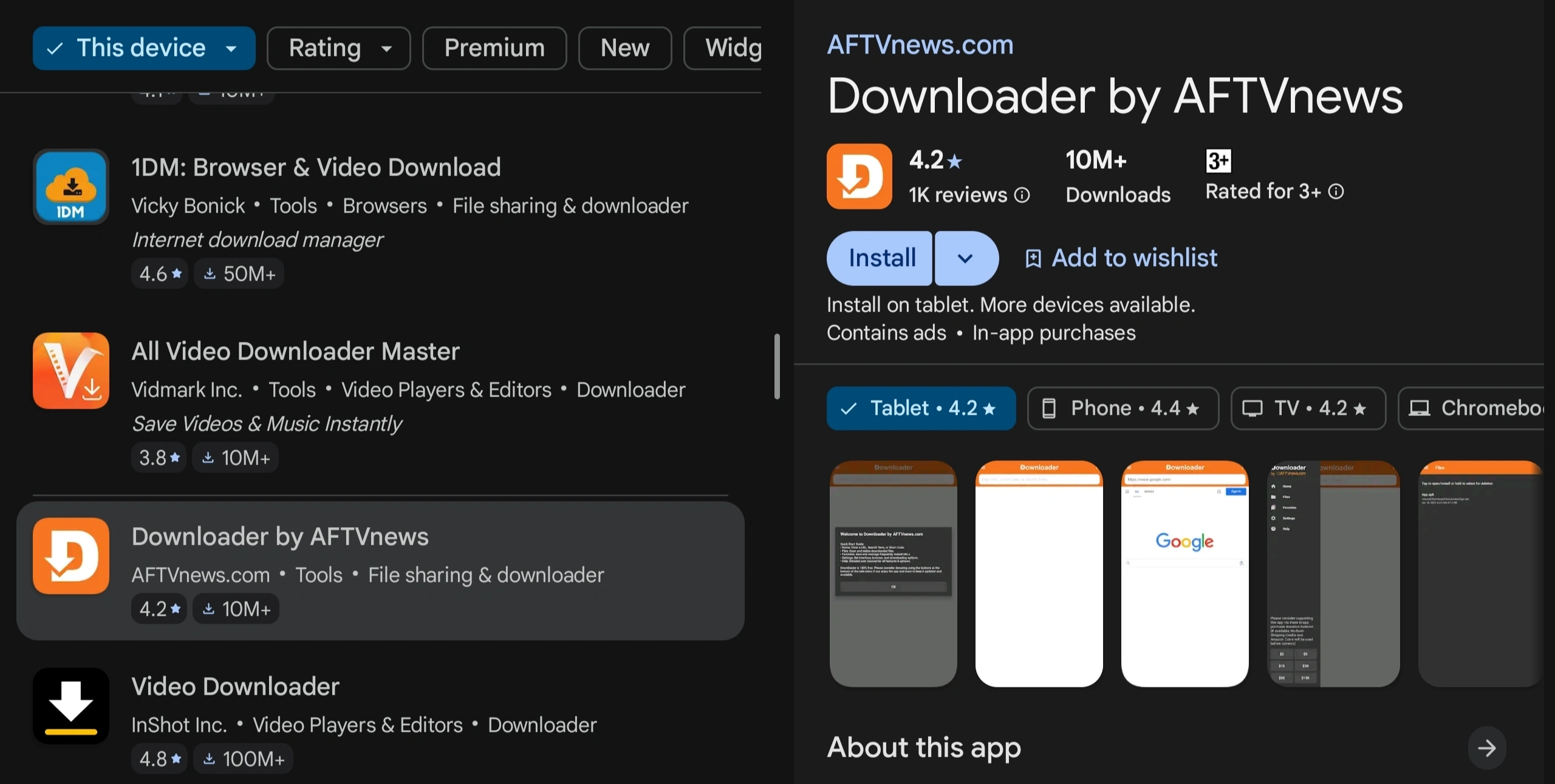 Downloader app to sideload APK on Android TV box